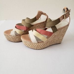 Nine West Lavoy Women's Multicolor Woven Wedge Strappy Platform Sandals Size 6.5